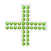 cross from packs of green tablets isolated on white