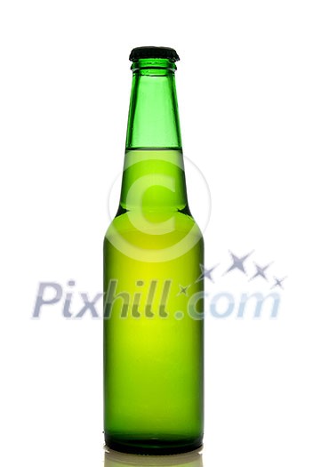 Green beer bottle isolated on white Green beer bottle isolated on white