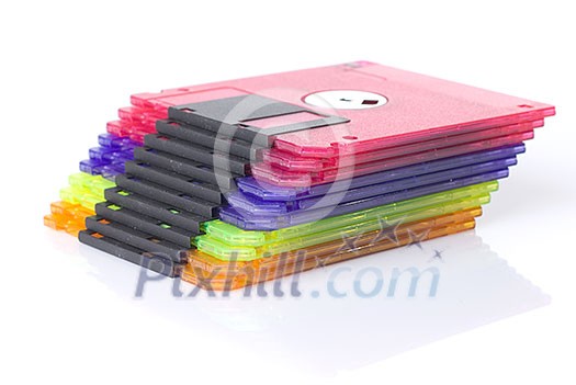 Color floppy disks isolated on white Color floppy disks isolated on white