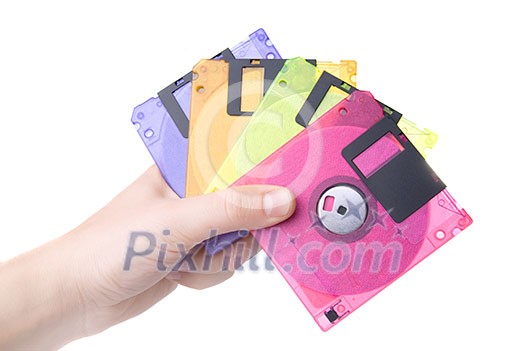 Color floppy disks isolated on white Color floppy disks isolated on white