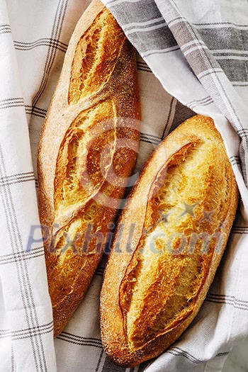 Homemade fresh bread. Top view. Homemade fresh bread. Top view.