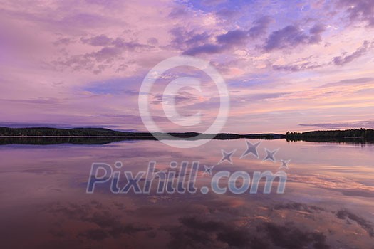 Colorful lake scenery in summernight Colorful lake scenery in summernight