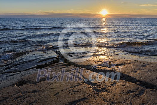 Baltic sea summer scenery in sunset time