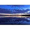 Colorful lake scenery in summer night