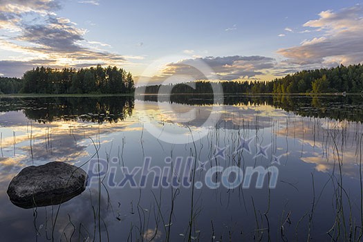 Summer night atmosphere by the lake Summer night atmosphere by the lake