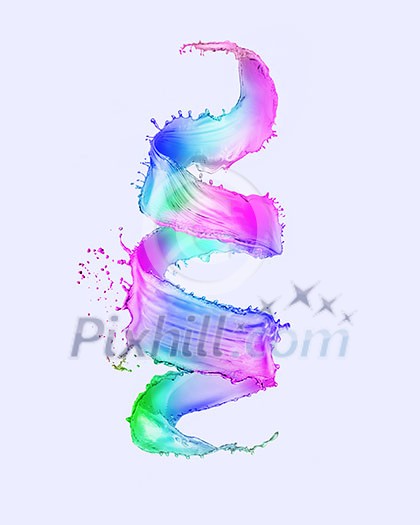 Multicolored splashes in the form of a spiral isolated on a white background Multicolored splashes in the form of a spiral isolated on a white background