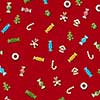 Christmas gingerbread cookies of different shapes on a red background.
