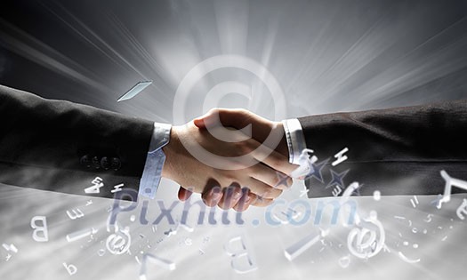 Close up of businessman hands making deal Close up of businessman hands making deal
