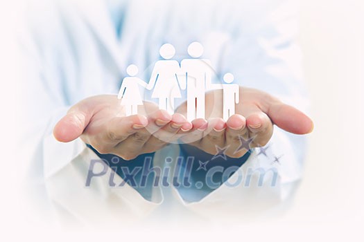 Close up of human hands showing family concept Close up of human hands showing family concept