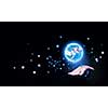 Human hand holding digital icon of planet earth. Elements of this image are furnished by NASA