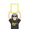 vector hipster cartoon holding a sign  