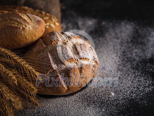Different kinds of bread on background Different kinds of bread on background