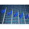 European flags in front of the Berlaymont building, headquarters of the European commission in Brussels.