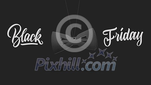 label in shape bow tie on high hill made of cardboard on a gray background.a Calligraphic text black Friday and sales luxury premium style concept label in shape bow tie on high hill made of cardboard on a gray background.a Calligraphic text black Friday and sales luxury premium style concept