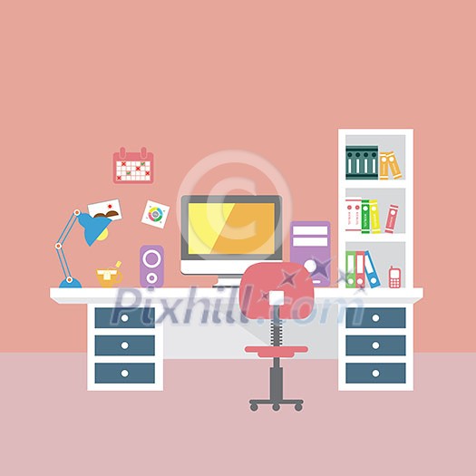 vector creative office room interior workspace vector creative office room interior workspace