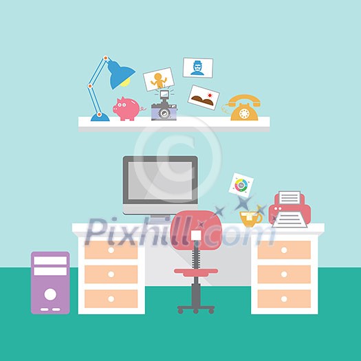 vector creative office room interior workspace vector creative office room interior workspace
