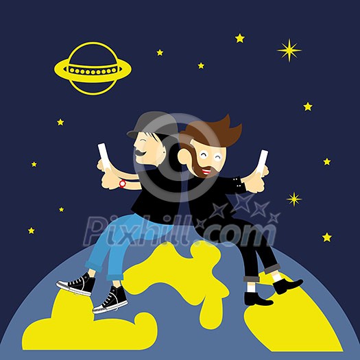 technology and communications vector cartoon style technology and communications vector cartoon style