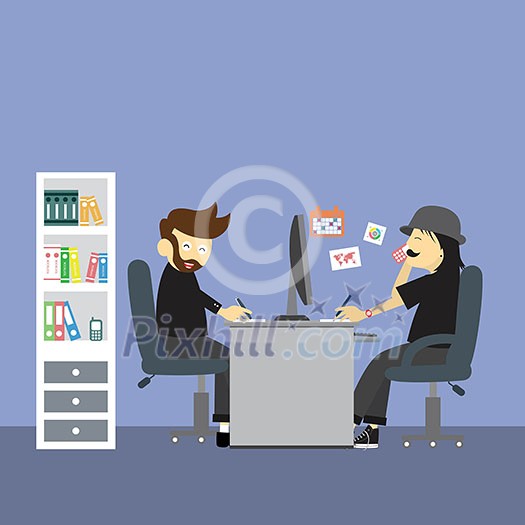 vector creative office room interior workspace vector creative office room interior workspace