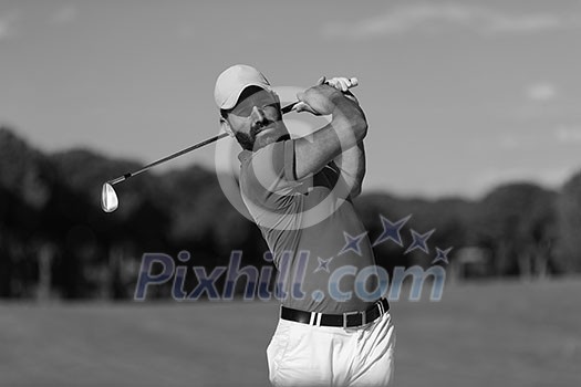 golf player shot ball from sand bunker at course golf player shot ball from sand bunker at course