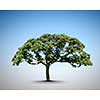 Conceptual image of green tree shaped like brain