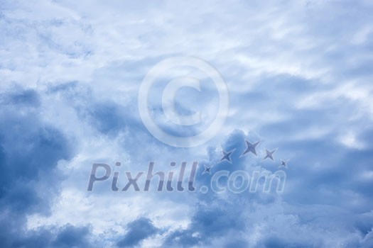 Gray sky, Thunderclouds over horizon Gray sky, Thunderclouds over horizon