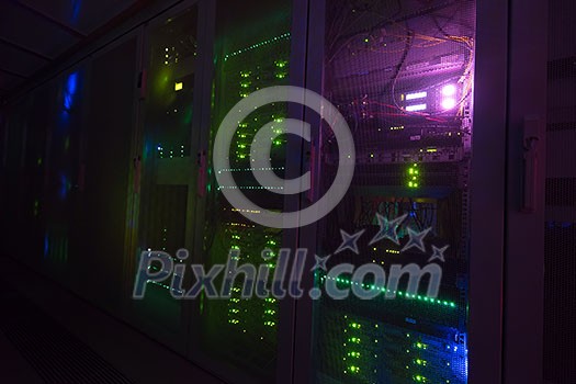 panel modern communication equipment with light from the display at data center in the server room panel modern communication equipment with light from the display at data center in the server room