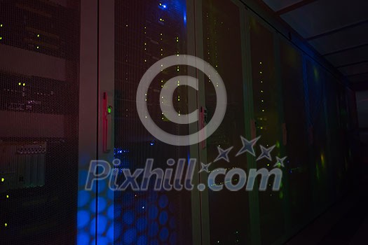 panel modern communication equipment with light from the display at data center in the server room panel modern communication equipment with light from the display at data center in the server room
