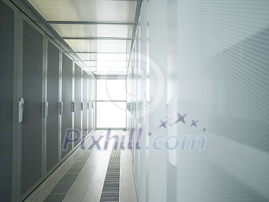 modern server room with white servers and hardwares in a internet data center modern server room with white servers and hardwares in a internet data center