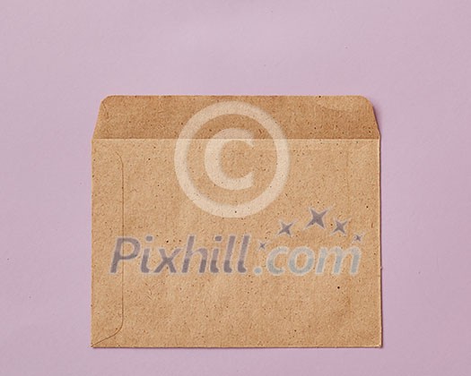 Opened empty craft brown Recycle envelope isolated on pink background as business concept with copy space, flat lay Opened empty craft brown Recycle envelope isolated on pink background as business concept with copy space, flat lay