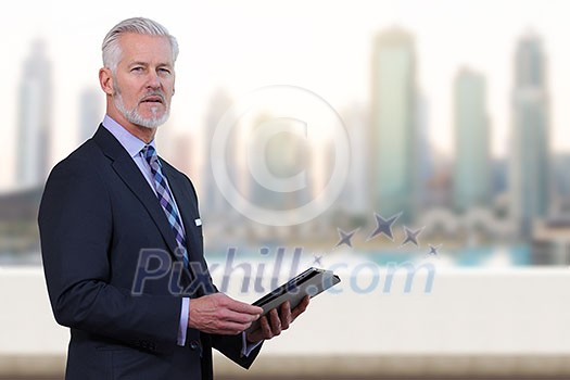 Portrait of senior businessman in front of the big city Portrait of senior businessman in front of the big city
