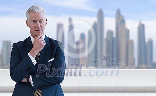 Portrait of senior businessman in front of the big city Portrait of senior businessman in front of the big city