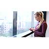 female manager using cell telephone in office interior