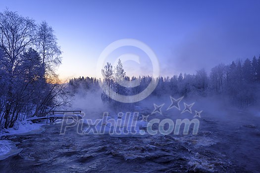 Cold morning on the river bank Cold morning on the river bank