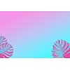 Frame of silhouettes of monster leaves isolated on ultra violet, pink and blue duotone background. Wedding invitation or card design trendy design with copy space