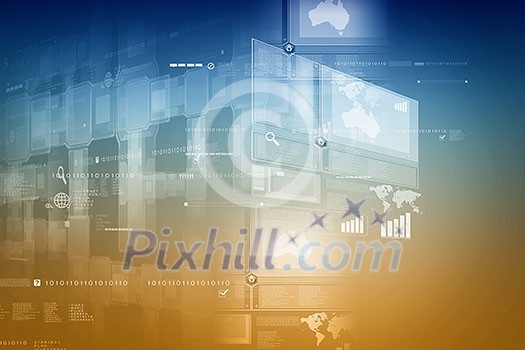 Background digital image with touch icons. Innovative technologies Background digital image with touch icons. Innovative technologies
