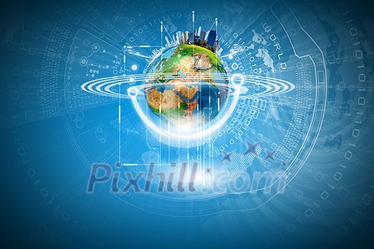 Background digital image with touch icons. Elements of this image are furnished by NASA Background digital image with touch icons. Elements of this image are furnished by NASA