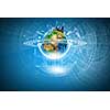 Background digital image with touch icons. Elements of this image are furnished by NASA