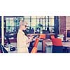 Businesswoman using tablet at the work in office