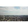 Aerial view cityscape Kiev in spring and the Olympic stadium in Kyiv, Ukraine. The Olympic National Sports Complex. 2018 UEFA Champions League Final. Drone video in 4K