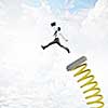 Businessman jumping on springboard as progress concept