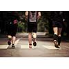 group of healthy people jogging in city park, runners team on morning training