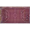 Aerial view strictly from above with the drone to a basketball court with players and ball. Sports game in basketball. Top view.