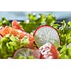 Colorful background with green vegetables and citrus fruits. Concept of raw dietary detox healthy food.