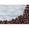 Freshly picked natural organic berries background with copy space. Concept of healthy clean eating.