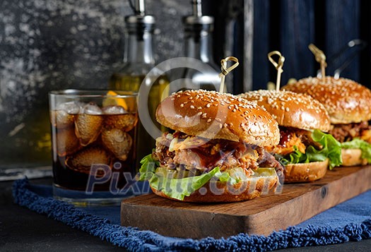 Gourmet Pulled Pork Burger with with Coleslaw and barbecue Sauce Gourmet Pulled Pork Burger with with Coleslaw and barbecue Sauce