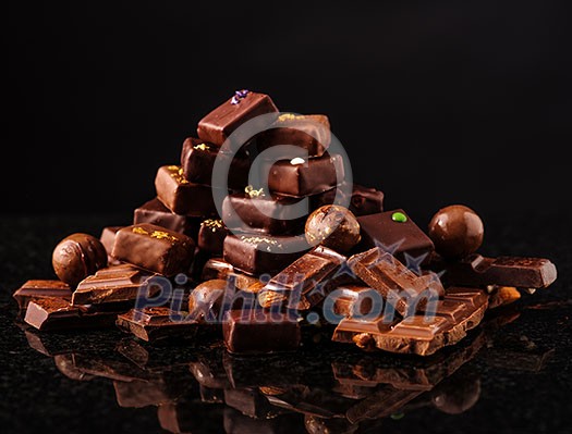 Mountain of chocolate and chocolates candys Mountain of chocolate and chocolates candys