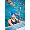 Female swimmer in an indoor swimming pool