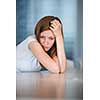 Depressed/anxious young woman (shallow DOF; color toned image)
