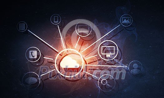 Digital background image with networking connection and cloud computing concept Digital background image with networking connection and cloud computing concept