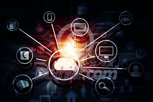 Digital background image with networking connection and cloud computing concept Digital background image with networking connection and cloud computing concept